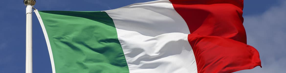 Italian flag blowing in wind