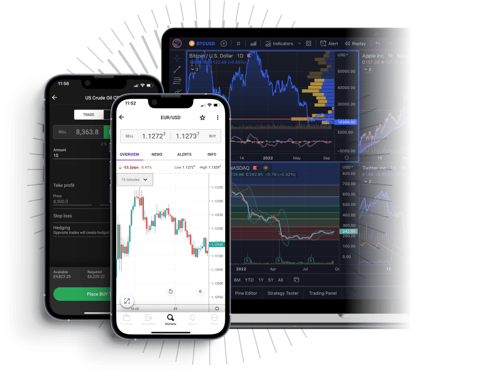 Trading app on mobile phone screen