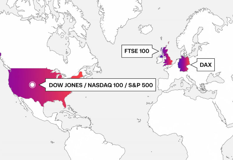 Major indices located on map