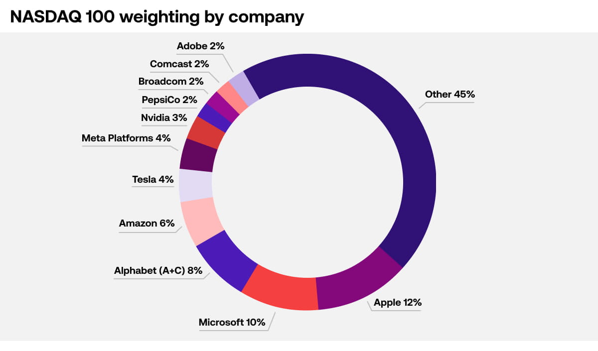 NASDAQ 100 - Weighting by company